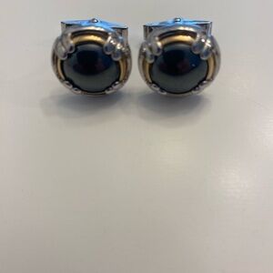 Nordstrom Black and Gold Cufflinks with Silver Accents